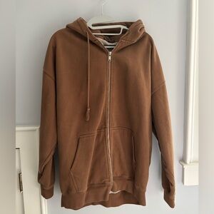 Brandy Melville Brown Zip-Up Hoodie